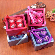 Trade Shop - Set 4pz Sapone Saponette Petali Rose Fiori Profumate Nozze Bomboniera Bagno Casa -