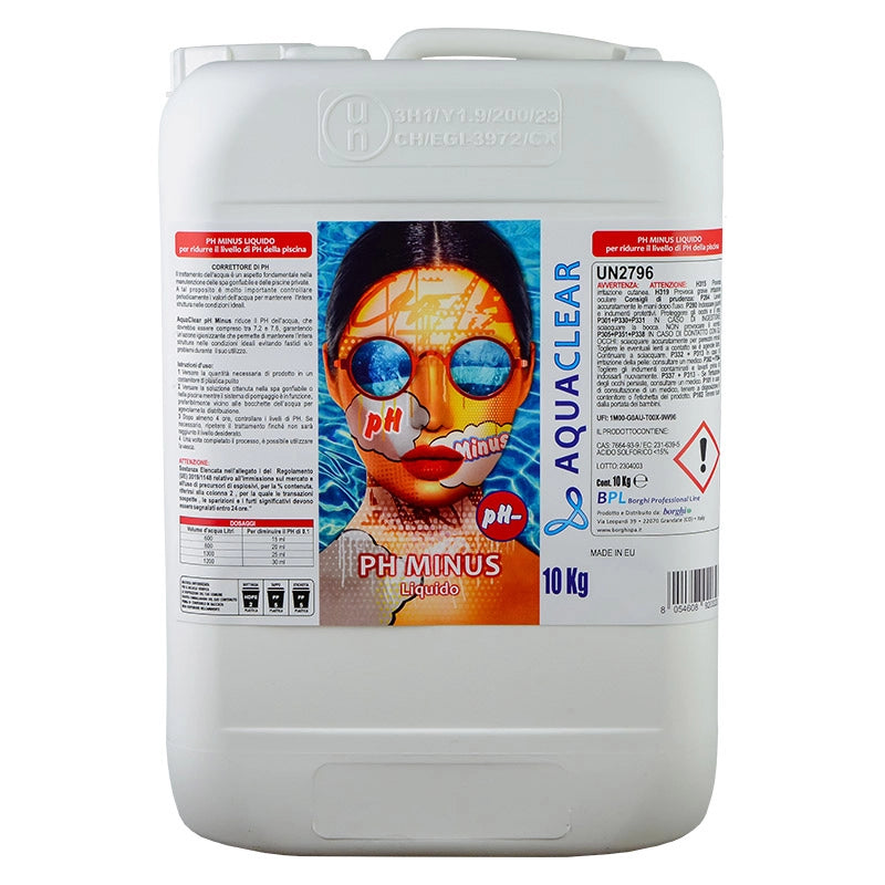 Riduttore Ph Minus Liquido Piscina, Confezione Da 10 Kg