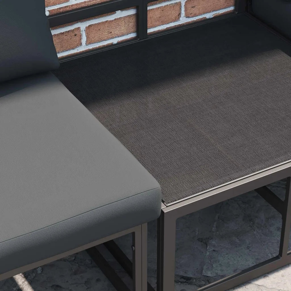 Set Divano da Giardino con cuscino 9 pcs Nero Alluminio 3378853
