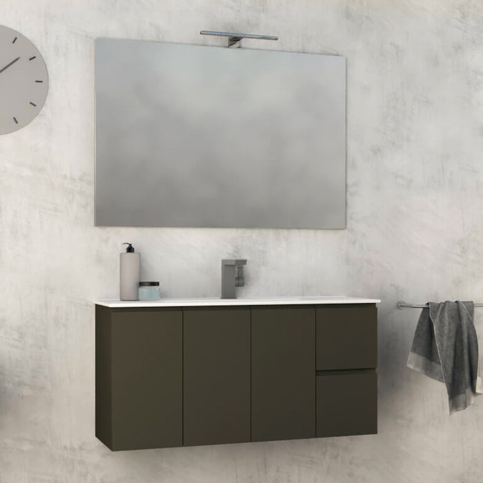 Mobile Bagno Sospeso 100 cm Lavabo e Specchio Tavassi Urano Grigio Talpa Opaco