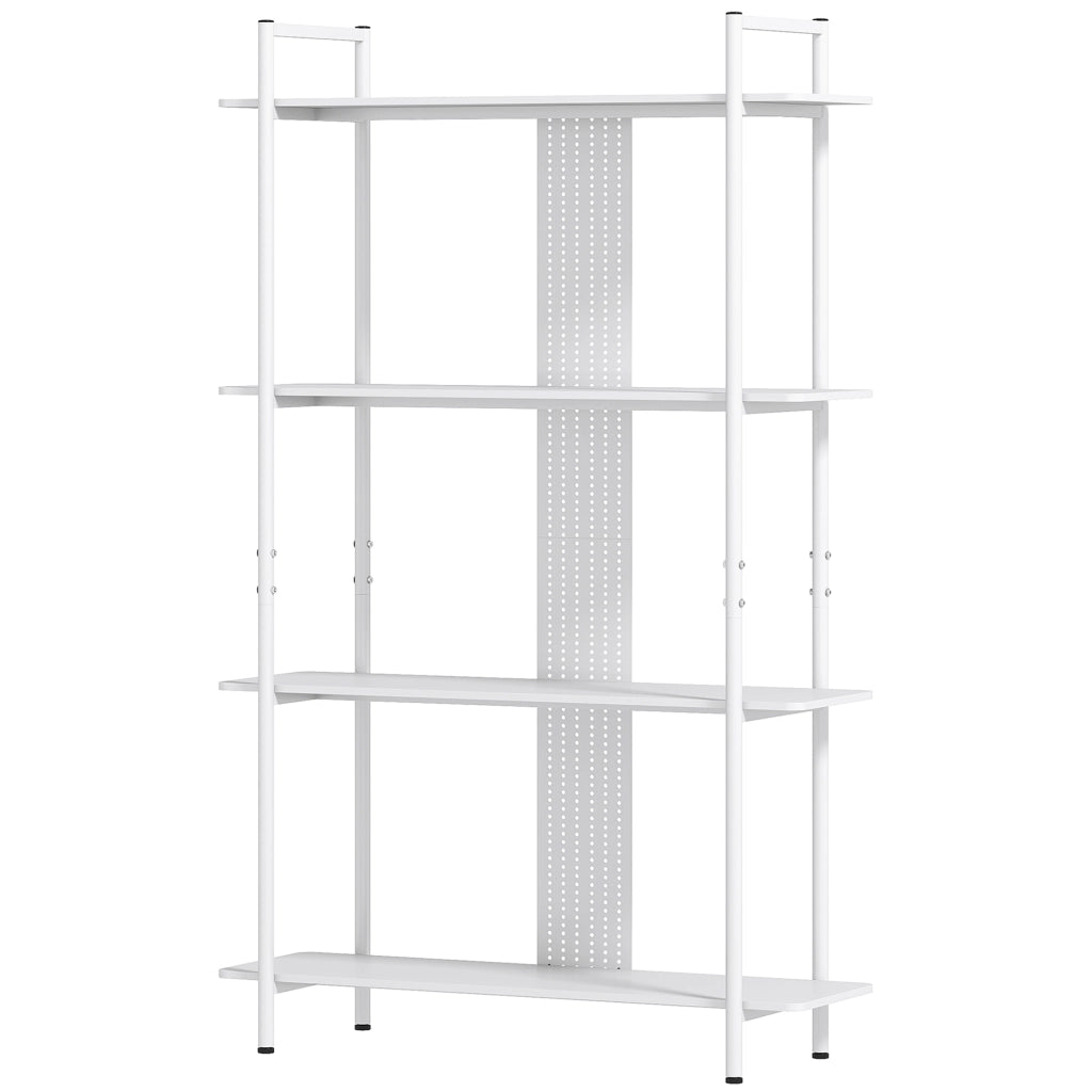 Libreria Scaffale 4 Livelli con Pannello Perforato ¨C Zephmum ¨C Bianco 80x24x180
