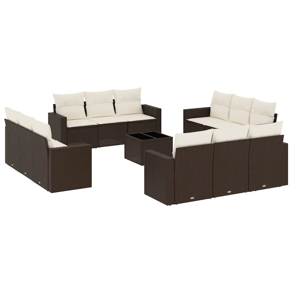 Set Divani da Giardino 13 pz con Cuscini Marrone in Polyrattan 3218773