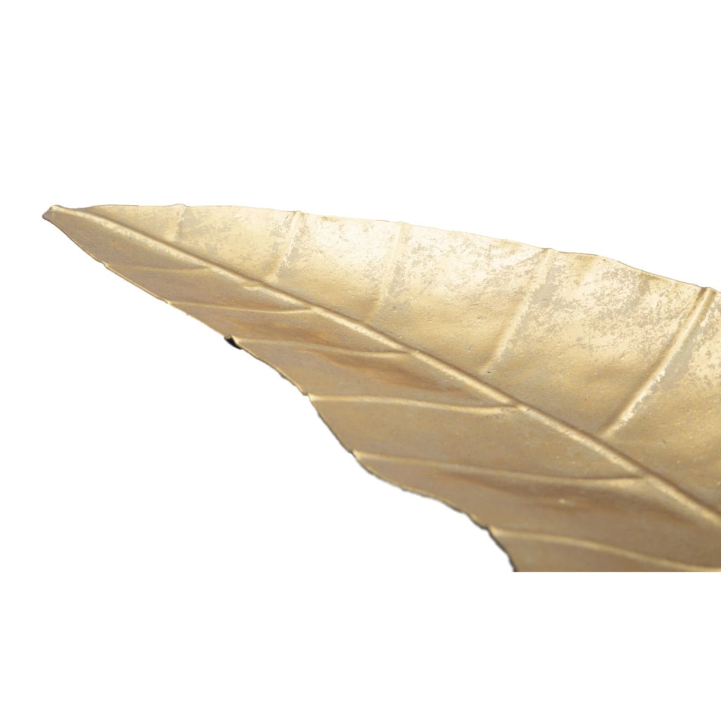 Vassoio Foglia 6, Oro, Metallo, 38x3x11 cm