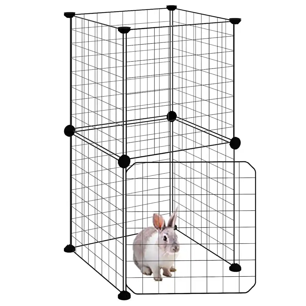 Gabbia per Animali 8 Pannelli con Porta Nero 35x35 cm Acciaio cod mxl 75283