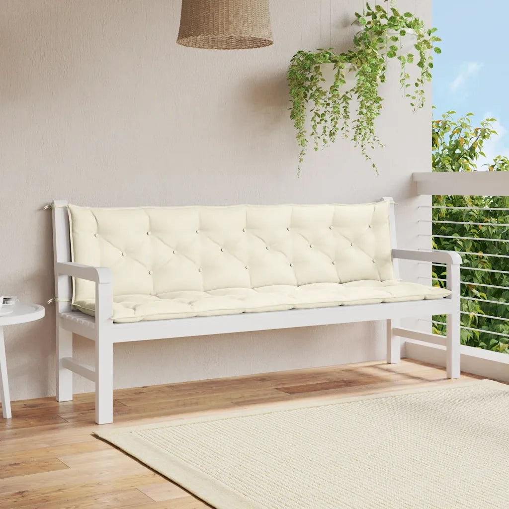 Cuscini Panca Giardino 2pz Bianco Crema 200x50x7 Tessuto Oxford 315042