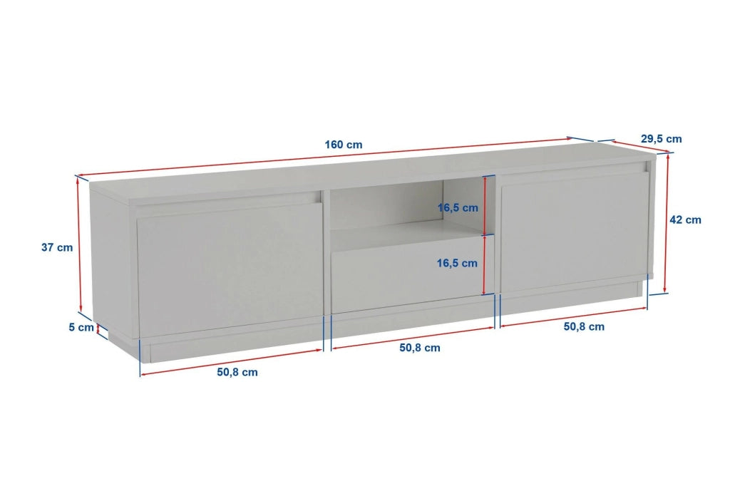 Mobile porta TV Morrigan, Credenza da soggiorno, Armadio basso per TV, Base parete attrezzata, 160x30 h42 cm, Pino