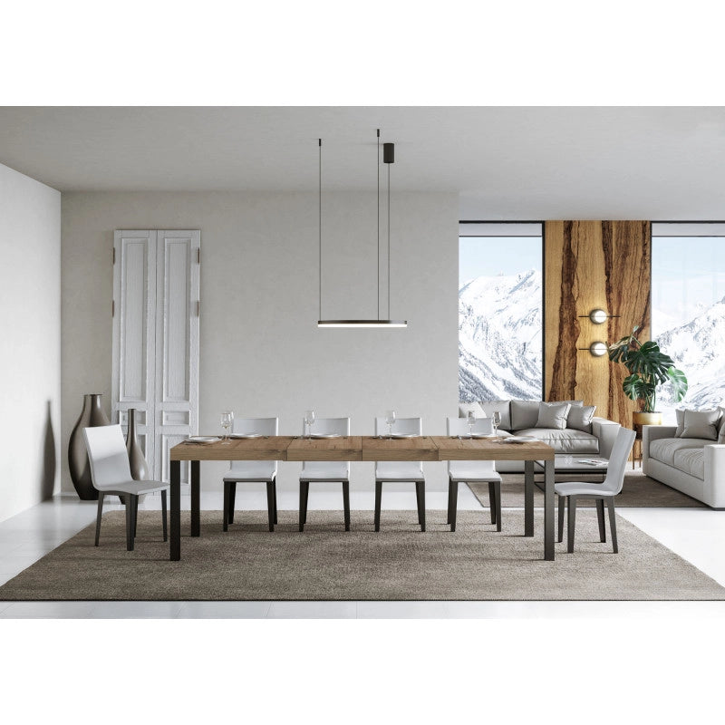 Tavolo allungabile 120/380x90 cm Everyday Premium telaio Antracite - Quercia Natura