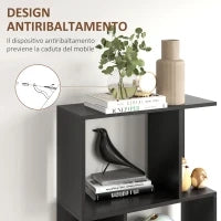 Mobile Libreria in Legno a 5 Ripiani Design Moderno in Legno, 60x24x184.5 cm, Nero