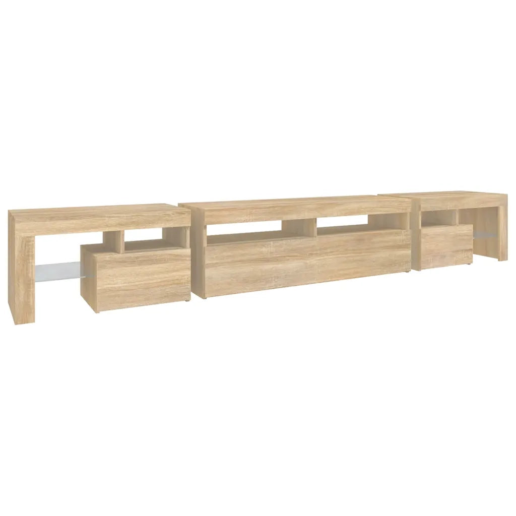 Mobile Porta TV con Luci LED Rovere Sonoma 260x36,5x40 cm