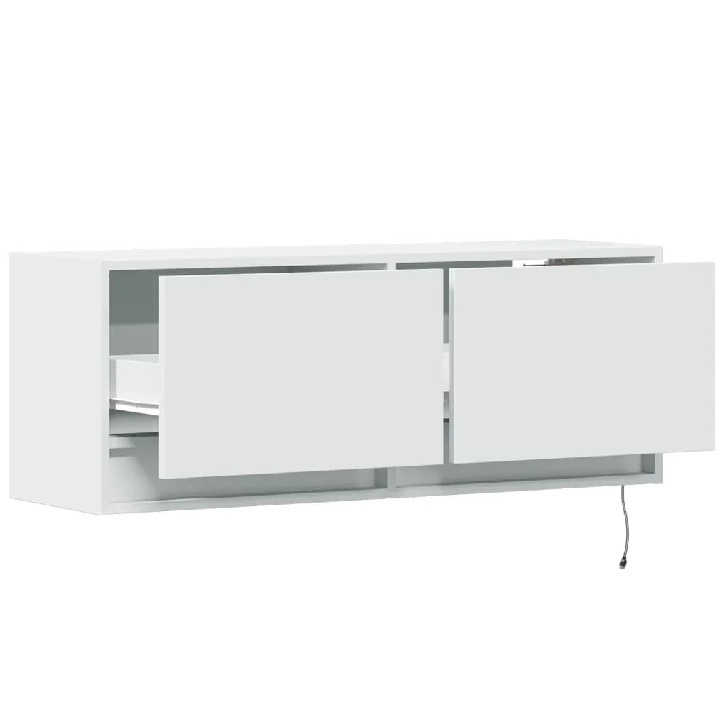 Mobile TV multimediale scaffale TV credenza mobile TV sala da pranzo soggiorno camera da letto mobile da parete con luci LED 100 x 31 x 35 cm bianco 02_0027839