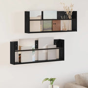 Scaffale per riviste 2 pcs Rovere Nero 80 x 12 x 30 cm 890805