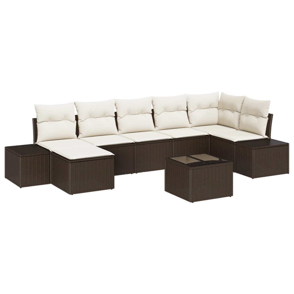 Set di divano da giardino 7 pezzi con cuscini in rattan poli grigio.