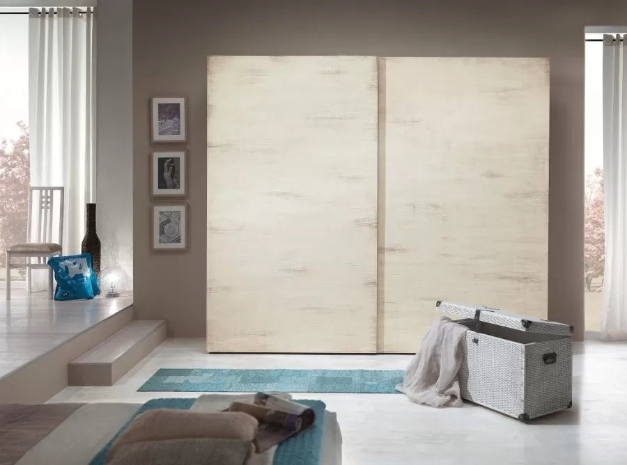 Armadio moderno 2 ante scorrevoli legno bianco pattinato 282x61x246 - Mobili 2G