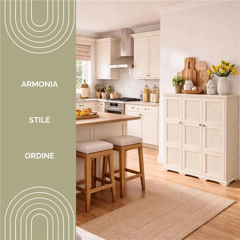 ARMADIO 3 ANTE ANGORA 118X43X125 CM CON PUNTALI E ANTE TRAFORATE – MOBILE ALTO DECORATIVO PER ZONA GIORNO E INGRESSO