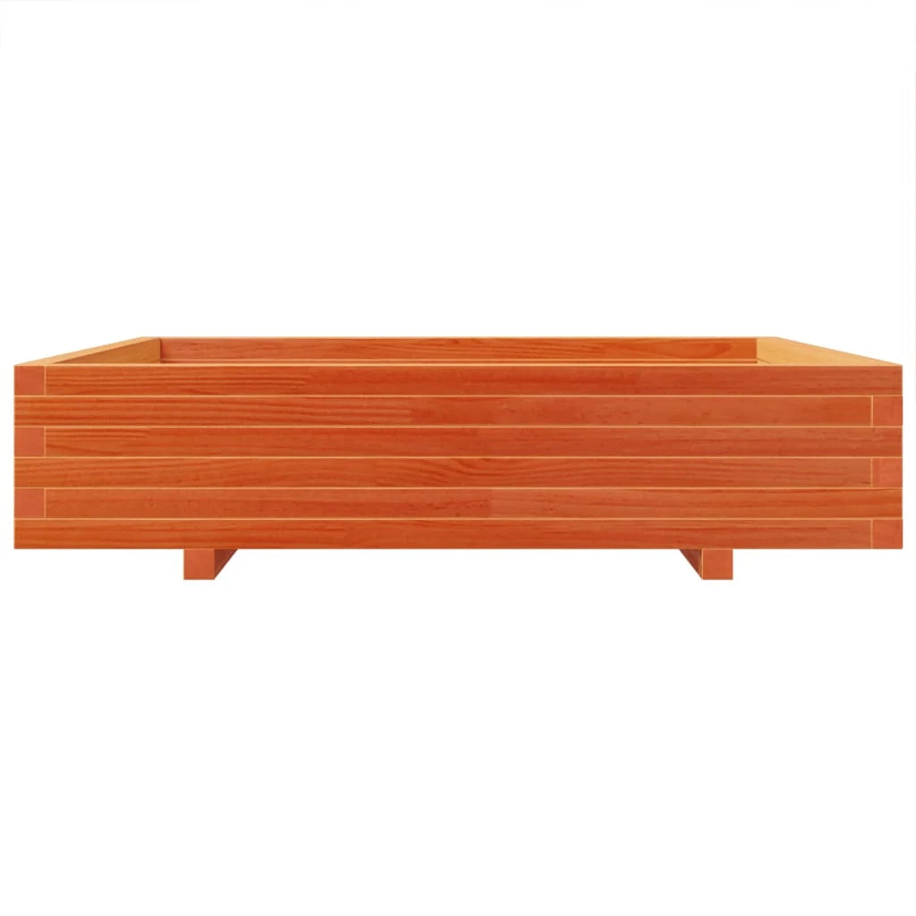 Fioriera rialzata per piante fiori patio giardino finitura a cera 110 x 110 x 26,5 cm legno di pino massiccio marrone 02_0038426