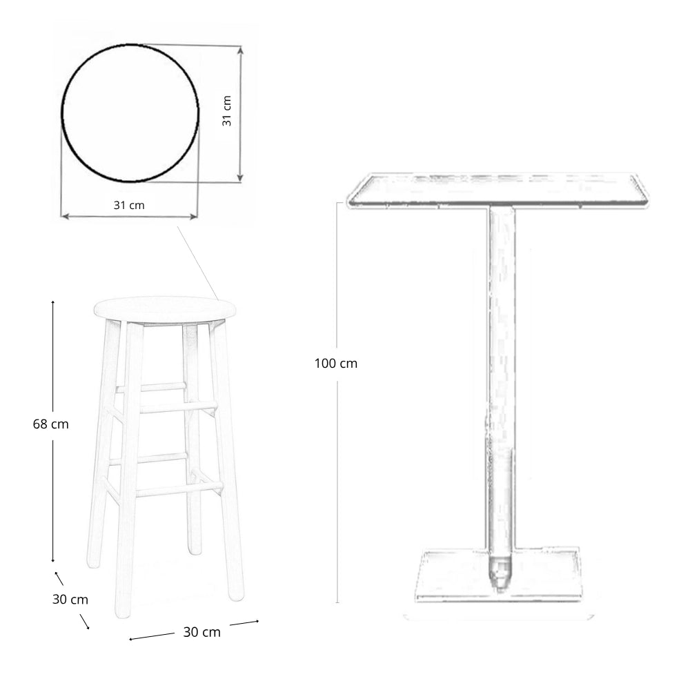 Sgabello da bar tondo legno grezzo da dipingere h 68 cm gambe dritte