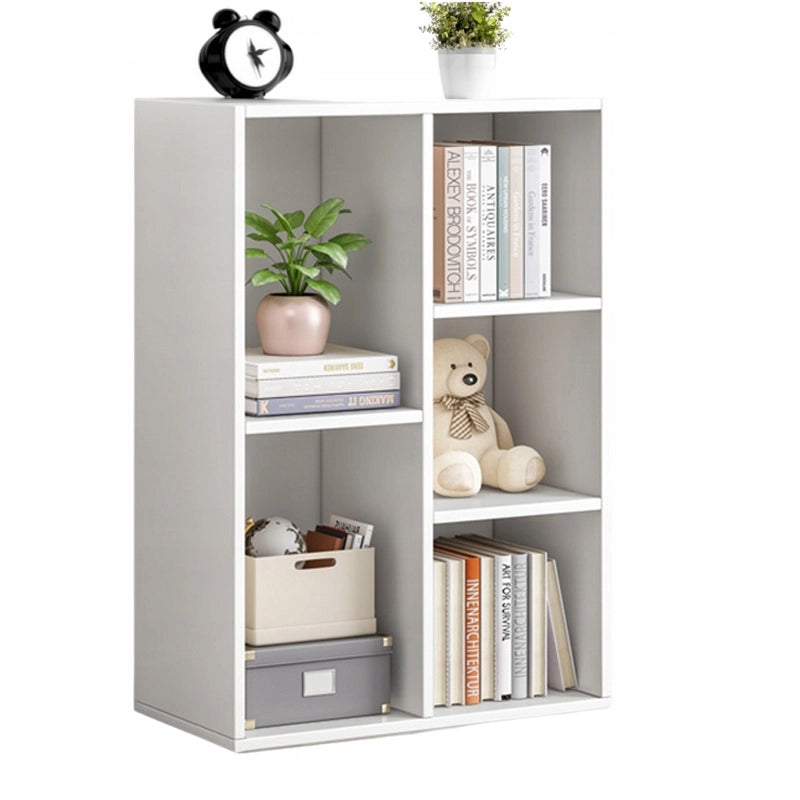 Scaffale Aperto Grande Stile Loft Scandinavo Bianco con 5 Ripiani e Cassettiera