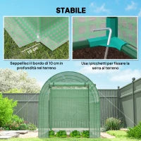 Serra da Giardino a Tunnel con Porte e Finestre Avvolgibili in PE Verde, 180x180x200cm