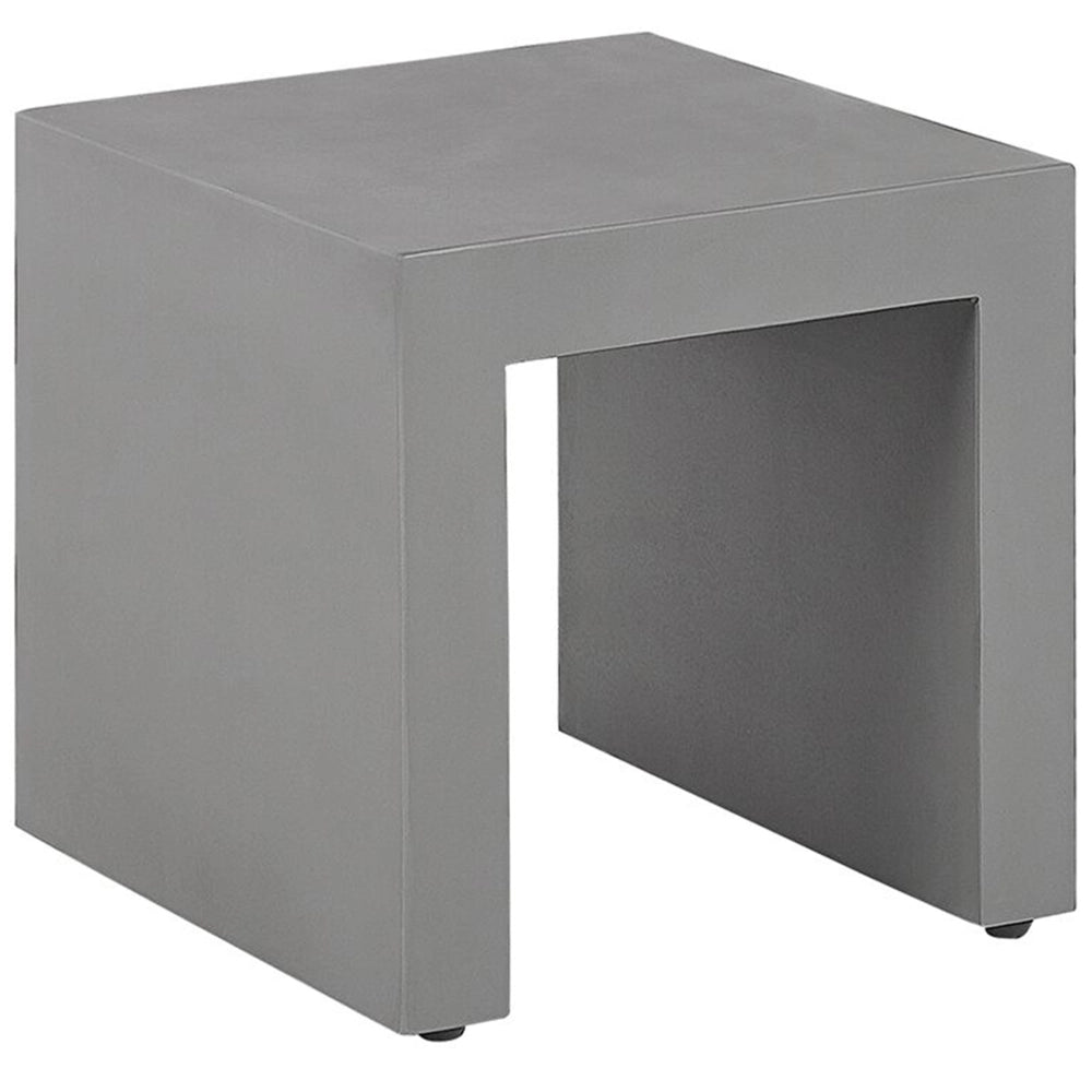 Set da pranzo da giardino Tavolo rettangolare in cemento grigio 2 panche a forma di U 2 sgabelli 6 posti resistente all'acqua