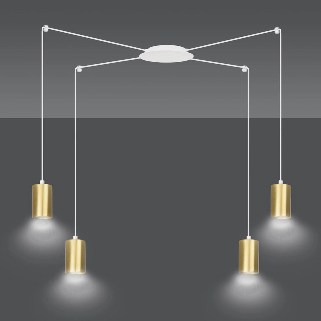 Lampada a sospensione TRAKER in acciaio bianco e oro