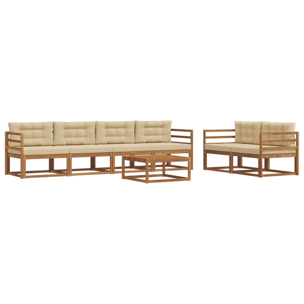 Set di divani da esterno con cuscino 7 pcs Naturale e Beige 3367216