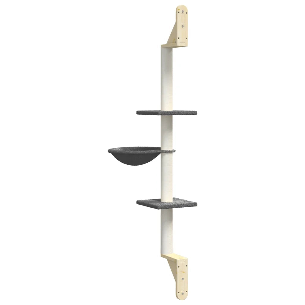vidaXL Albero per Gatti con Tiragraffi a Parete Grigio Scuro 142,5 cm