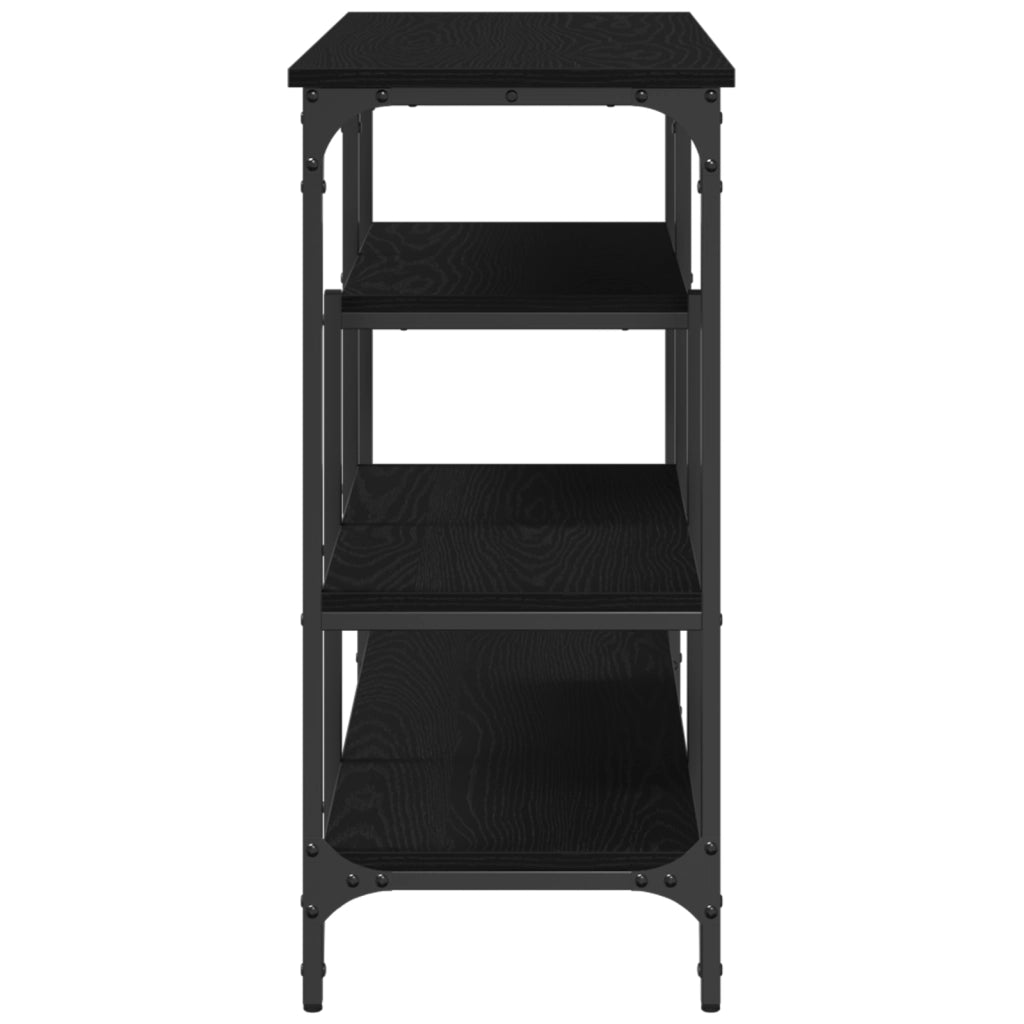 Tavolo Consolle Nero Quercia 100x35x75 cm Legno ingegnerizzato e Acciaio