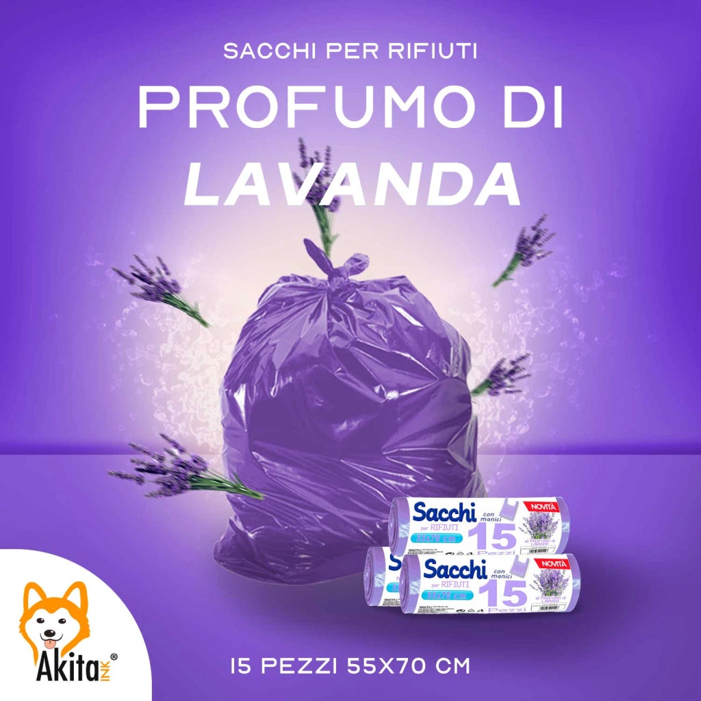 Akitaink 120 Sacchi Pattumiera 45L Profumati Manici