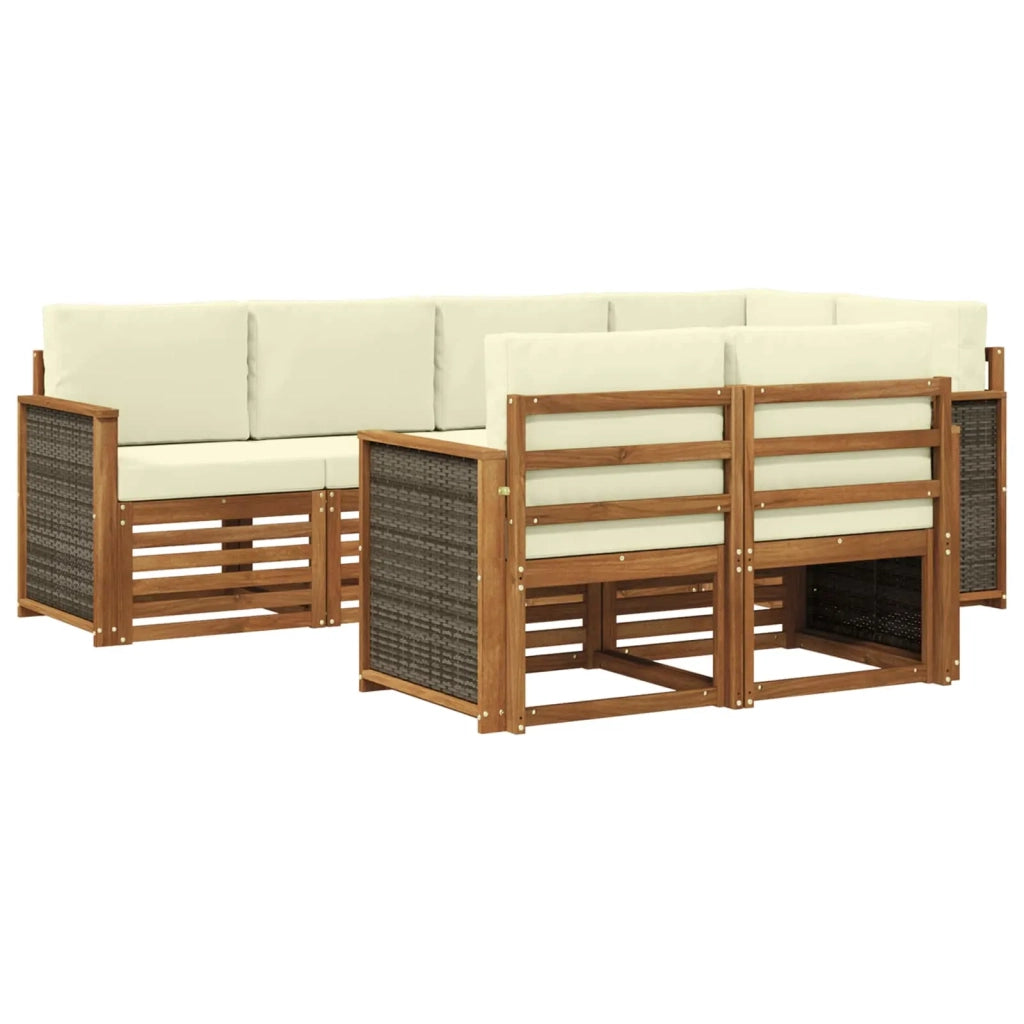 Set divano sezionale con cuscino 6 pcs Naturale e Crema 3384466