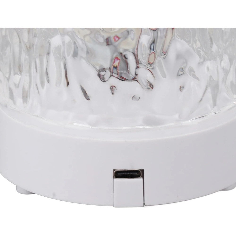 Trade Shop - Lampada Da Tavolo In Cristallo Oceanico Abs Ondulato Usb A 16 Colori Sala Giochi Pranzo -