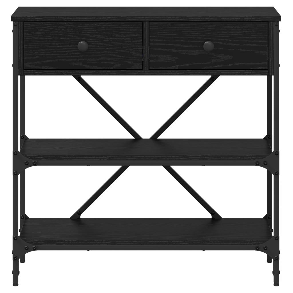Tavolo Console Rovere Nero 75x34.5x75 cm Legno Compatto