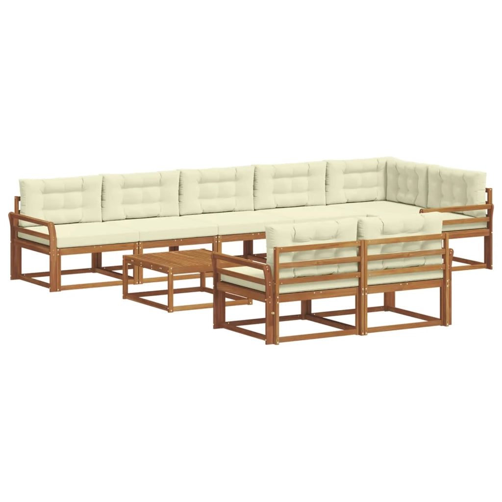 Set di divani da esterno con cuscino 9 pcs Naturale e Crema