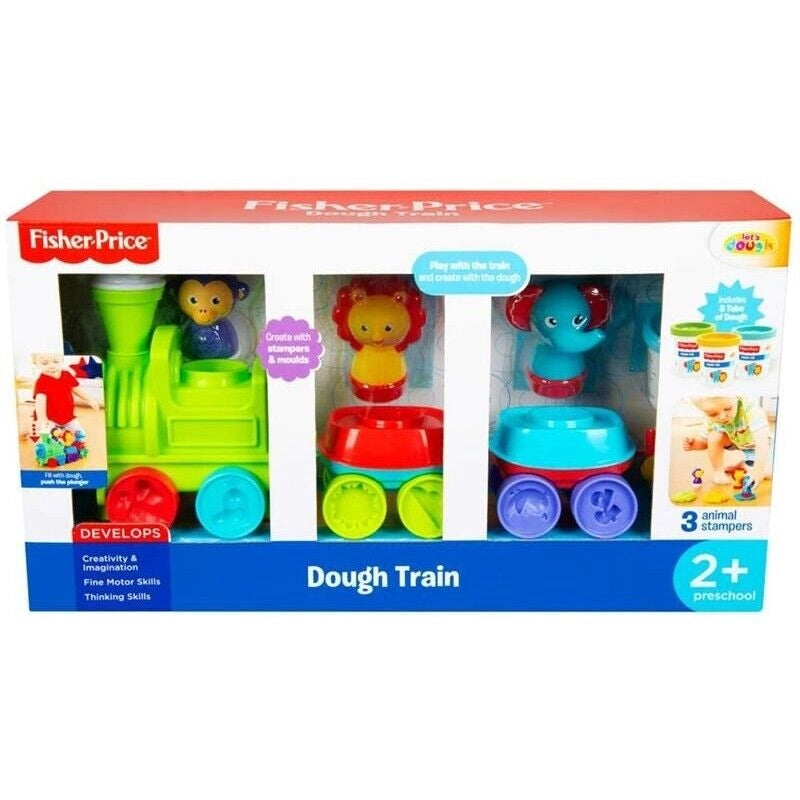 SET TRENO GIOCATTOLO CON PASTA MODELLABILE STAMPINI E FORMINE 2+