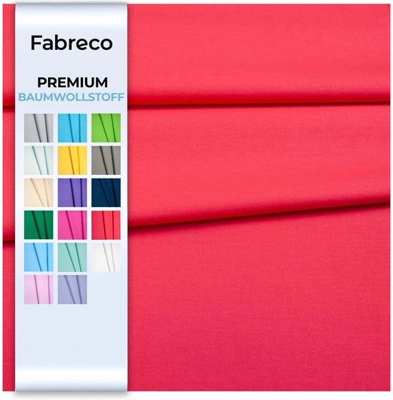 Stoffa 100% Cotonica Premium per Metro, Piana, 2 m x 160 cm | 220 g/m - Soffice, Sostenibile e Idrorepellente | Tessuti per Applicazioni di Cucito e Decorazione | Tela | Rosso