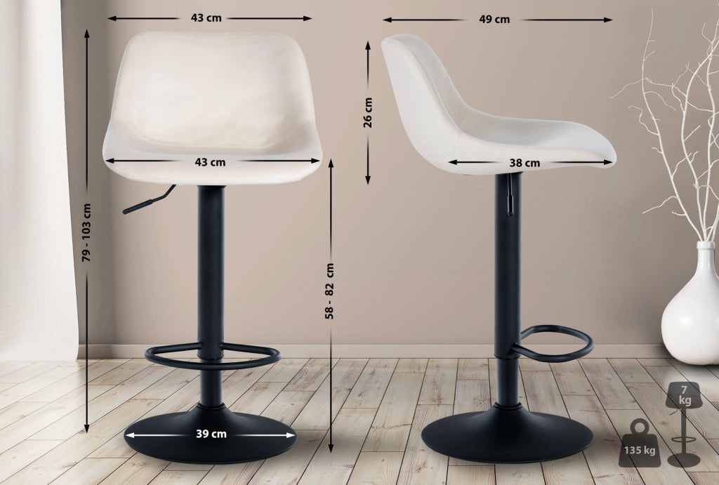 Sgabello Loft crema,Velluto