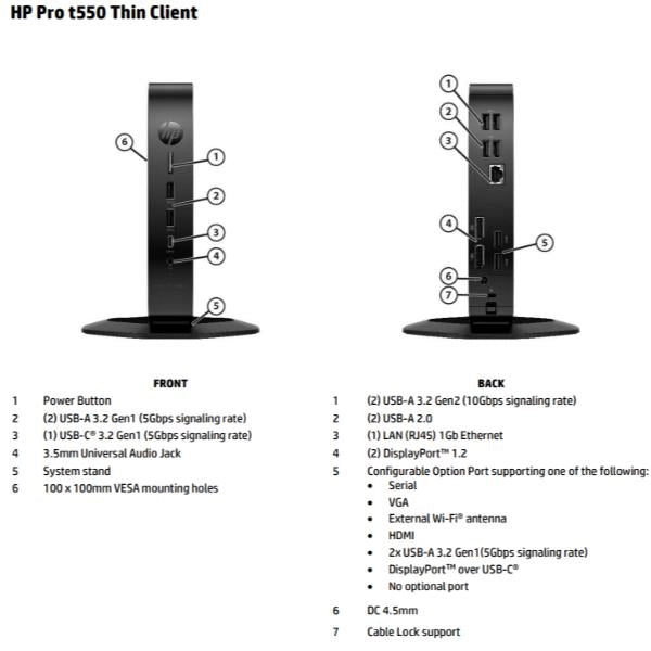 Hp pro t550 thin client 2 ghz windows 10 iot enterprise 1,3 kg nero j6412 - 5H0X0EA#ABZ