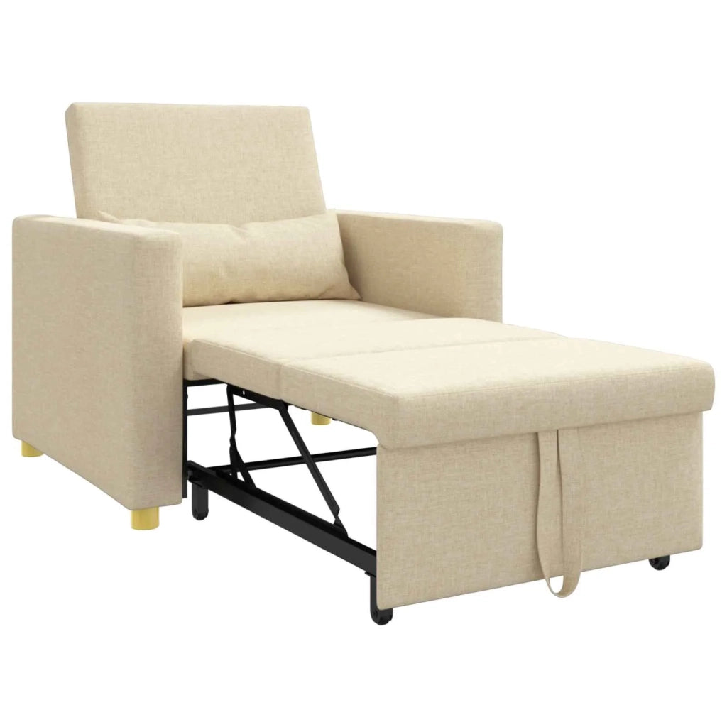 Divano letto | Sof¨¤ letto | Letto singolo estraibile singolo Crema 90 x 165 x 87 cm Tessuto