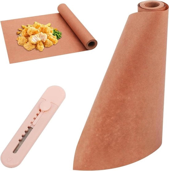 Papier per BBQ 30cm x 10m - Papier per Grill e Cottura a Vapore - Papier per Avvolgere Carne e Pesci - Papier per Fili di Carne con Taglierino Integrato