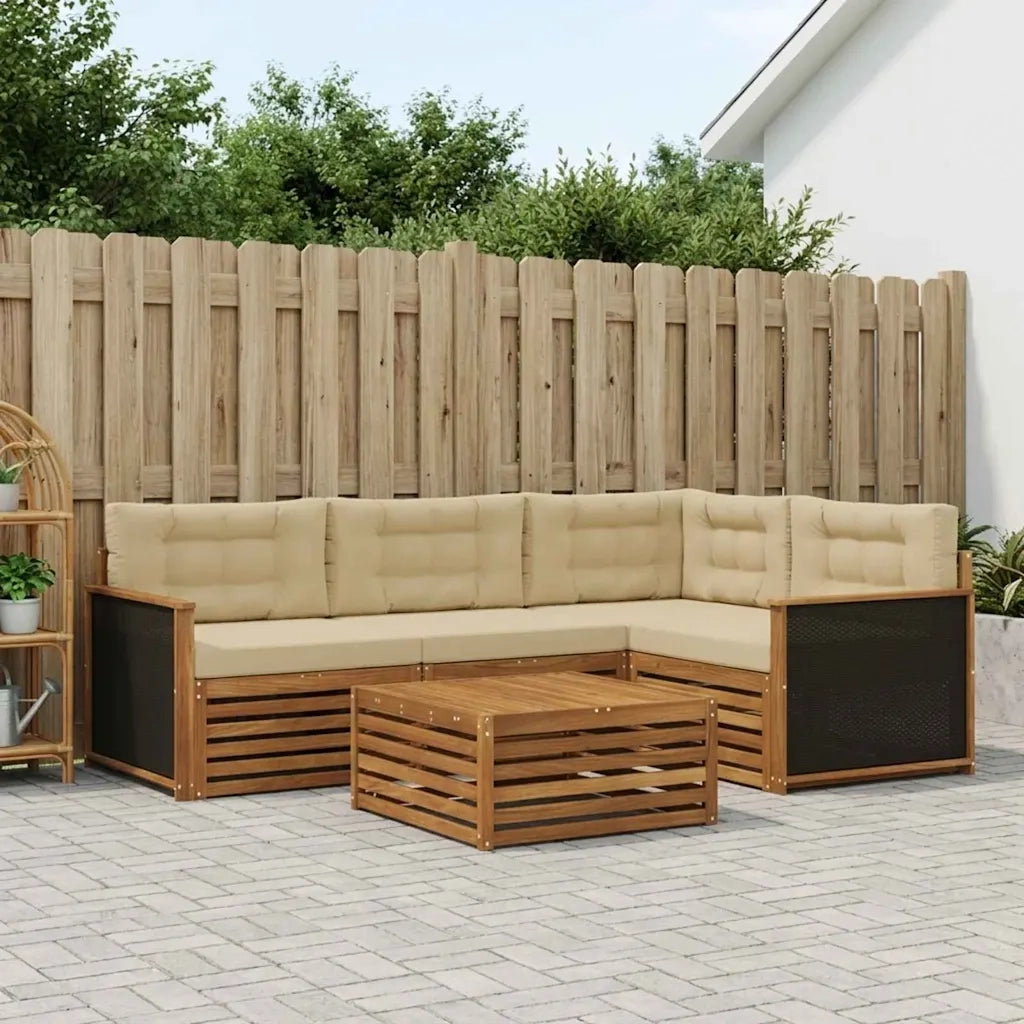 Set di divani da esterno 5 pcs Naturale e Beige 79 x 79 x 37 cm