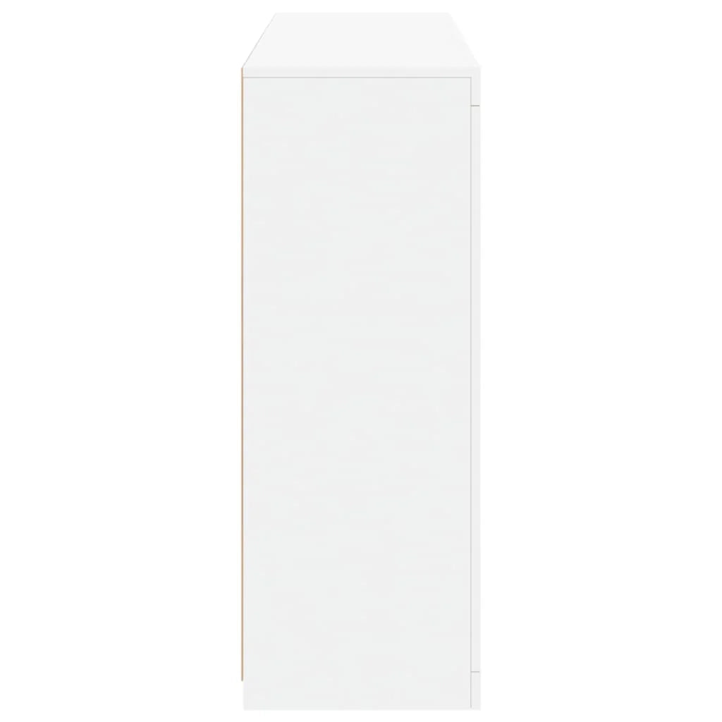 Buffet credenza cassettiera armadio mobile contenitore organizer per cucina soggiorno salotto con luci LED 3 pezzi legno ingegnerizzato bianco 02_0037199