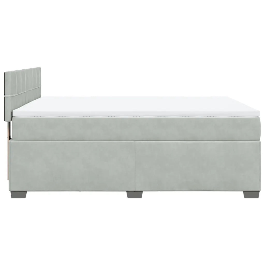 vidaXL Giroletto a Molle con Materasso Grigio Chiaro 160x200cm Velluto