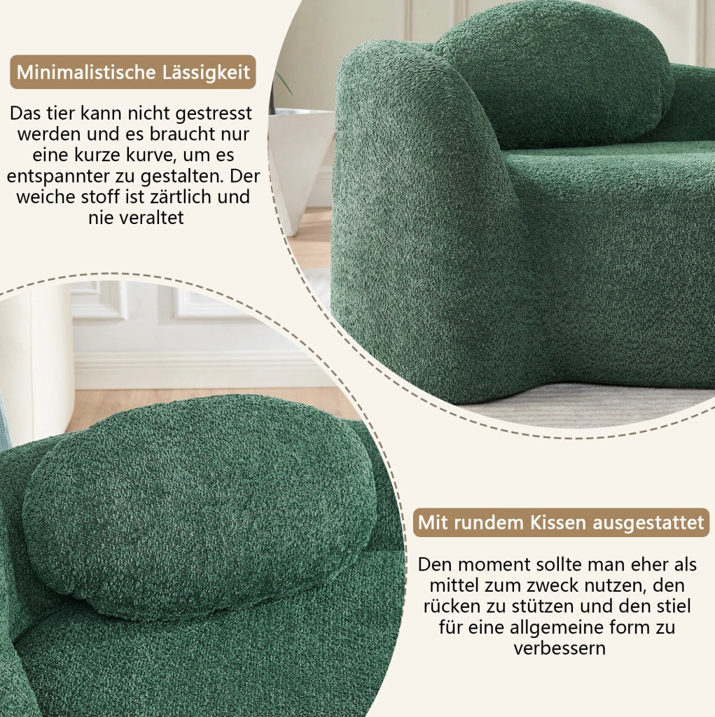 Divano in tessuto Teddy con schiuma ad alta elasticità; design arrotondato; verde