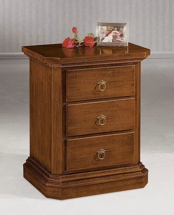 comodino classico 3 cassetti legno grezzo 60x38x71 (418) - Mobili 2G
