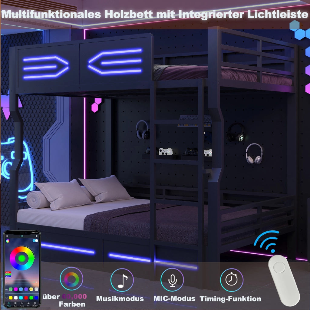 letto a castello mdf metallo nero 140 x 200 cm