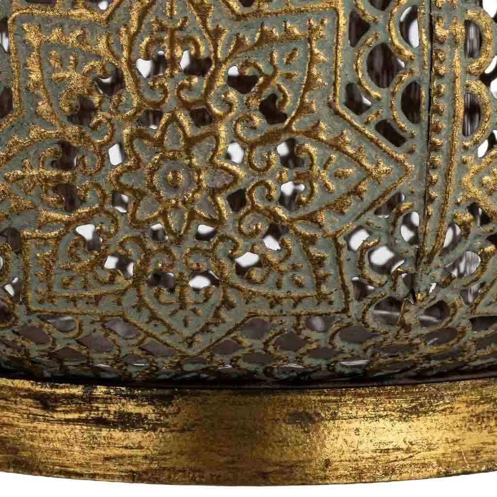 Portacandele in metallo dorato 20,5x20,5x16h cm