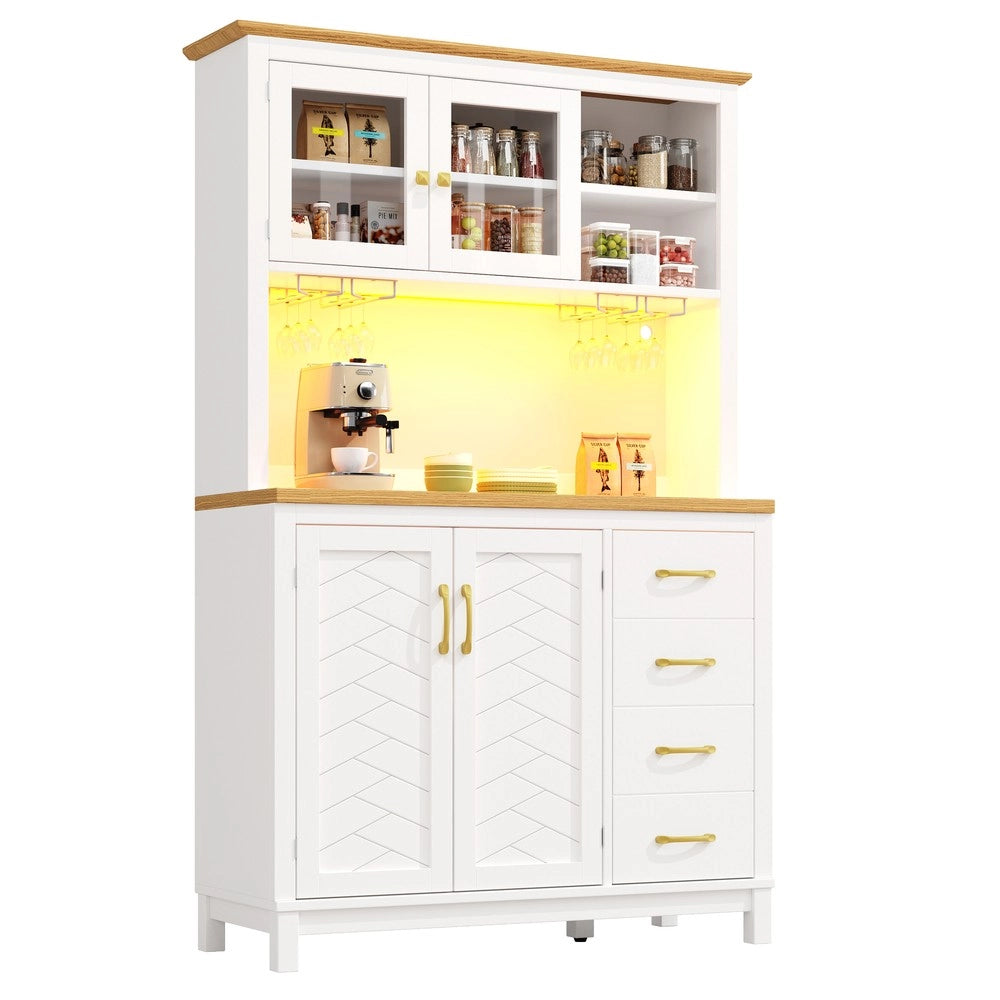 Mobile Buffet con LED ¨C Xylo ¨C Verde/Nero/Bianco, 4 Ante, 105.5x40x180cm