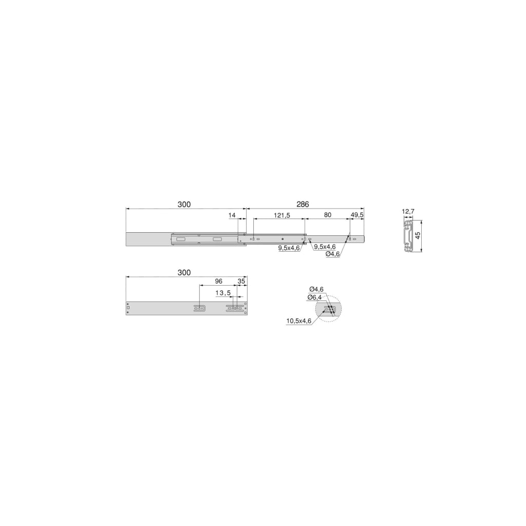 Set 10 Guide Cassetto con Chiusura Soft 45x300 mm in Acciaio Emuca Nero