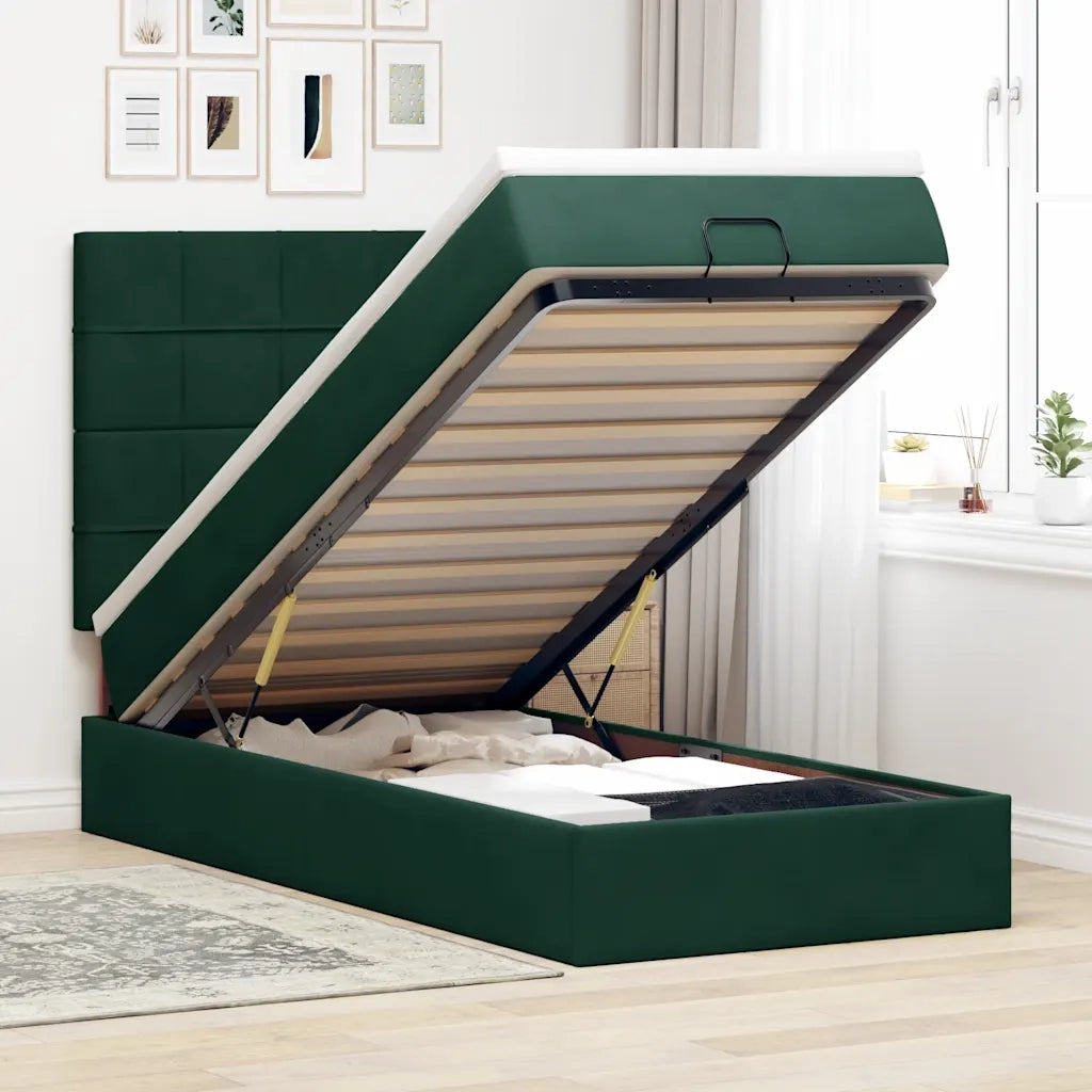 Struttura Letto Pouf con Materassi 100x200 cm Velluto