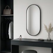 Specchio da Parete Picciano Ovale 40 x 80 cm Nero opaco [en.casa]