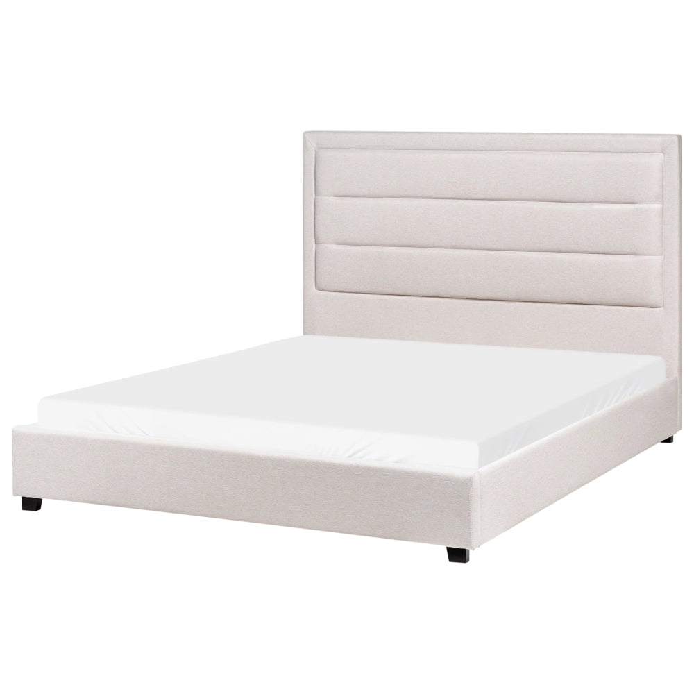 Letto matrimoniale in velluto beige chiaro 140 x 200 cm stile moderno